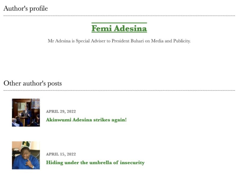 Visualización de entradas por autor pero del año inmediatamente anterior