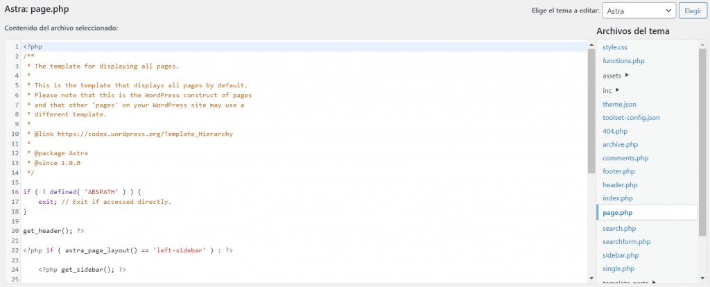 Editor de temas de WP