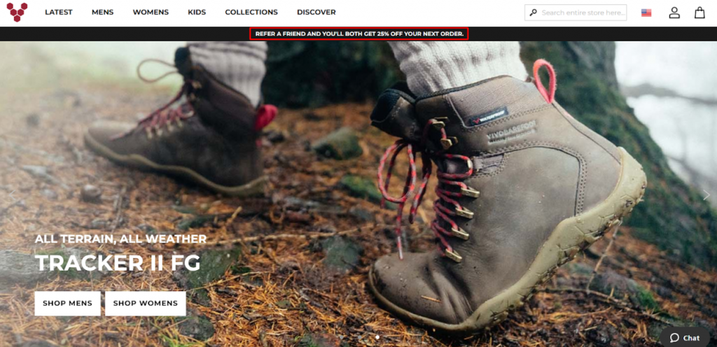 Link del programa de referidos en una tienda online