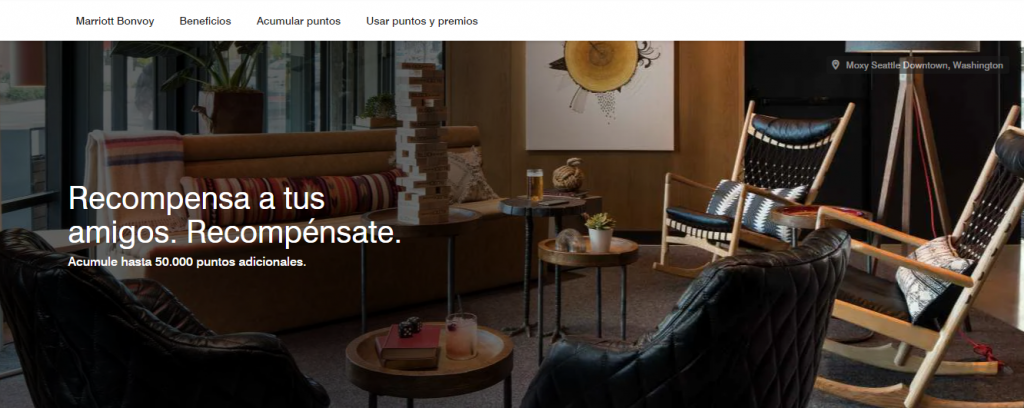 Página del programa de referidos del Hotel Marriot