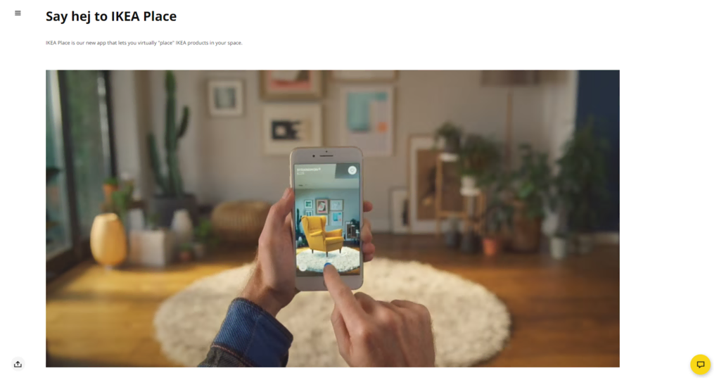 Landing page de la aplicación IKEA Place