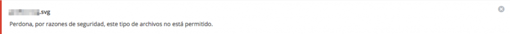 Mensaje de error de WP al subir un SVG