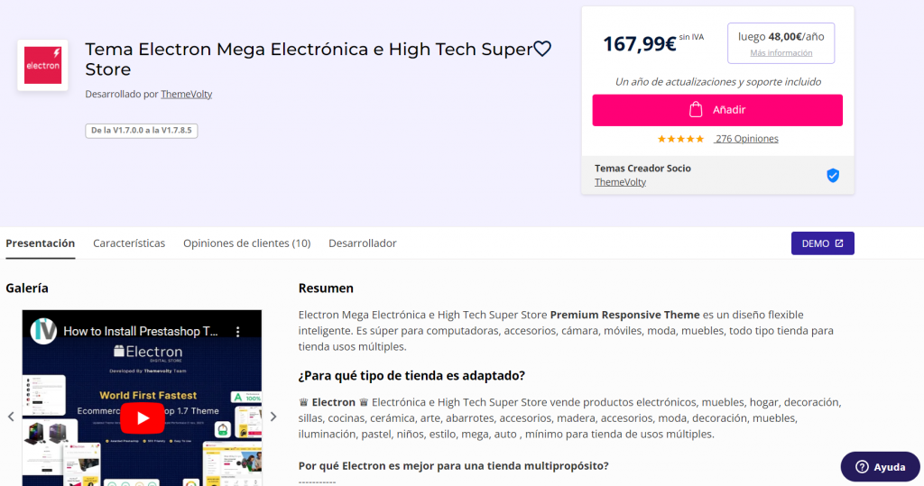 Tema del Marketplace de PrestaShop