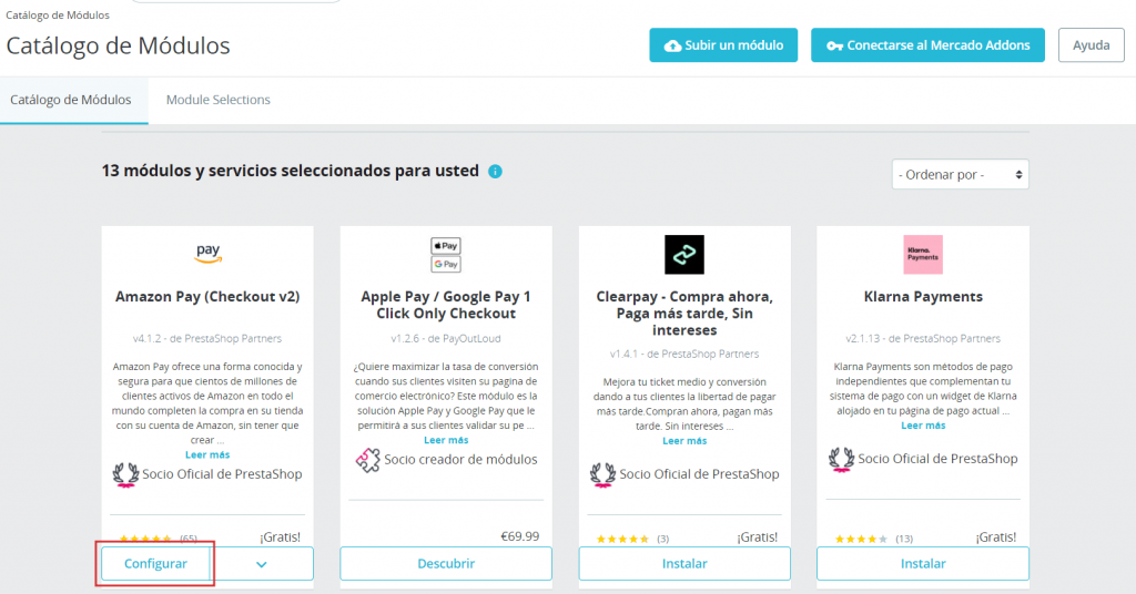 Módulo de Amazon Pay en PrestaShop