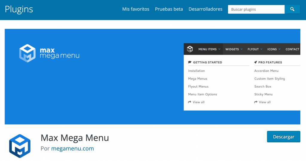 Plugin Max Mega Menu
