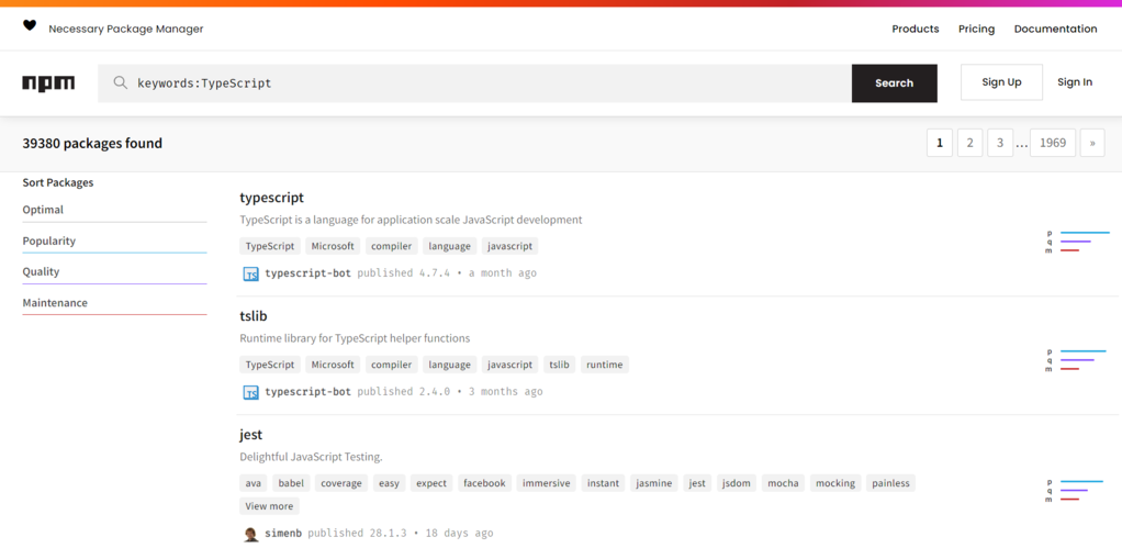 Búsqueda de paquetes en npm