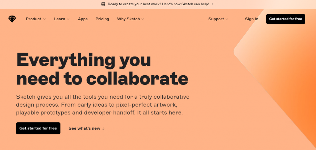 Página de inicio de la herramienta Sketch