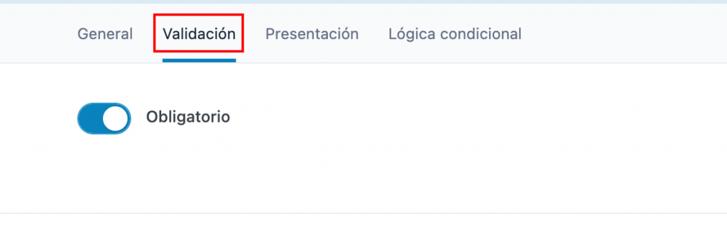 Campo de validación