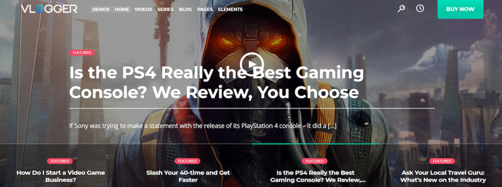 Página del tema para videos de WordPress Vlogger