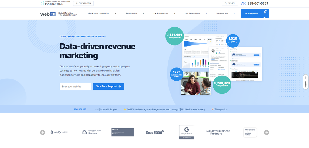 Sitio web de la empresa de desarrollo web WebFX