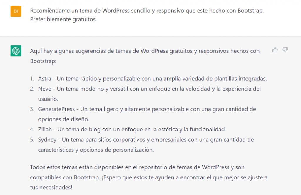 Ejemplo de uso de ChatGTP