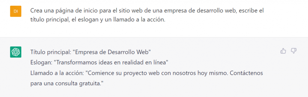 Ejemplo de uso de ChatGTP