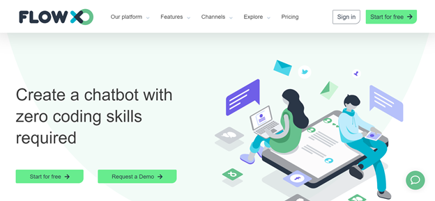 Página web de ejemplo para crear chatbots