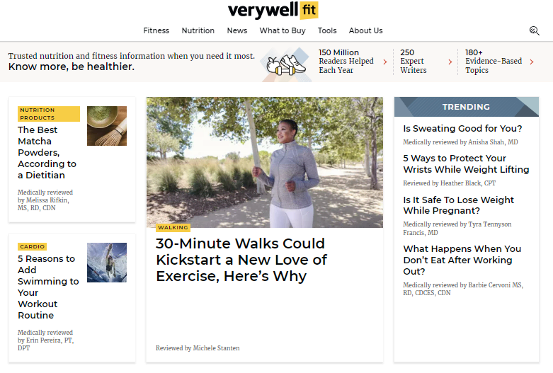 Página de inicio de Verywell Fit