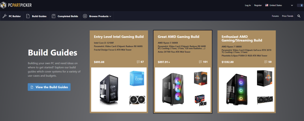 Sitio web de marketing de afiliación PCPartPicker