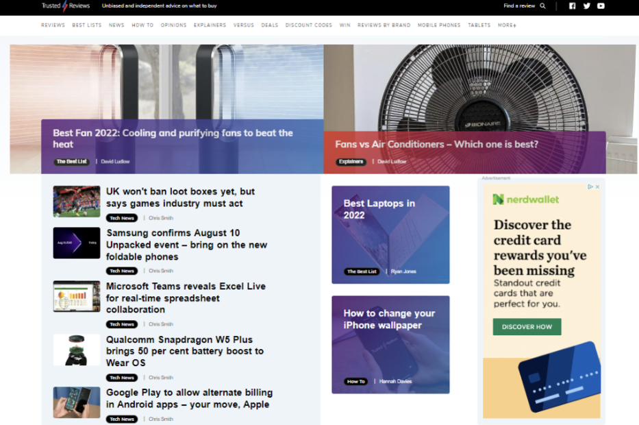 Sitio web de marketing de afiliados Trusted Reviews