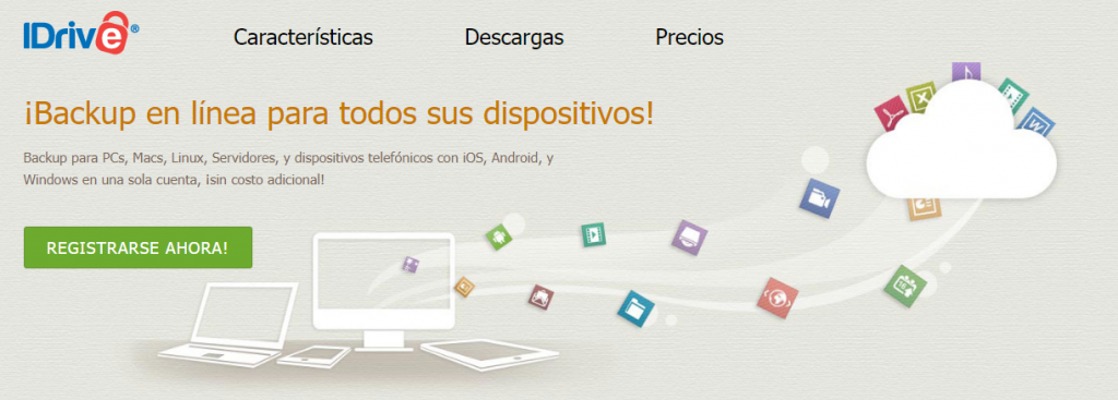 Página de inicio del proveedor de alojamiento en la nube IDrive