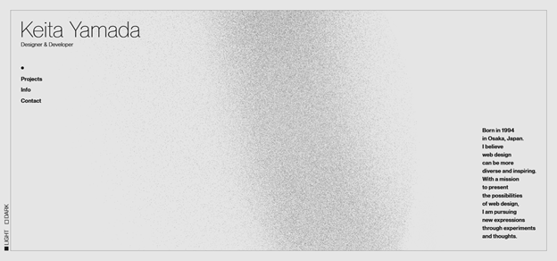 Página de inicio del portafolio de Keita Yamada