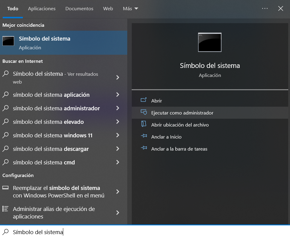 Símbolo del sistema de Windows
