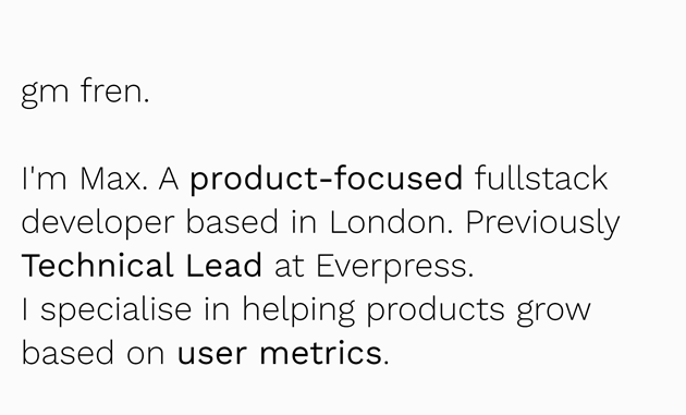 Página de inicio del portafolio de Maxime Bonhomme