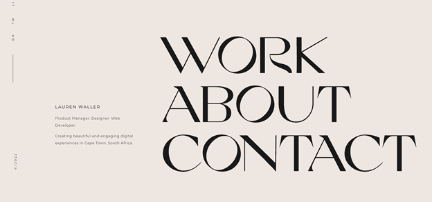 Página de inicio del portafolio de Lauren Waller