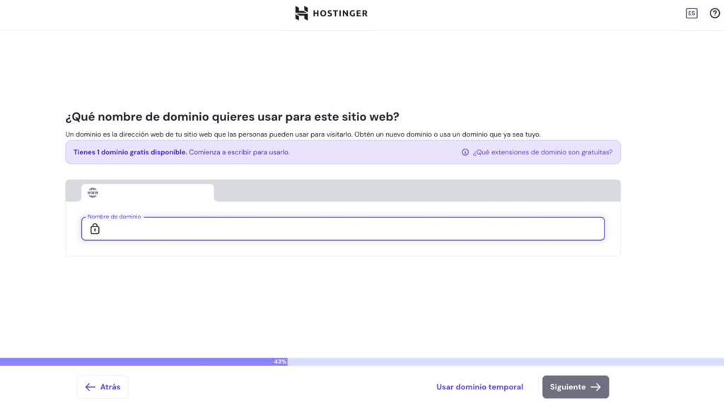 Paso para elegir dominio web en migración de hPanel