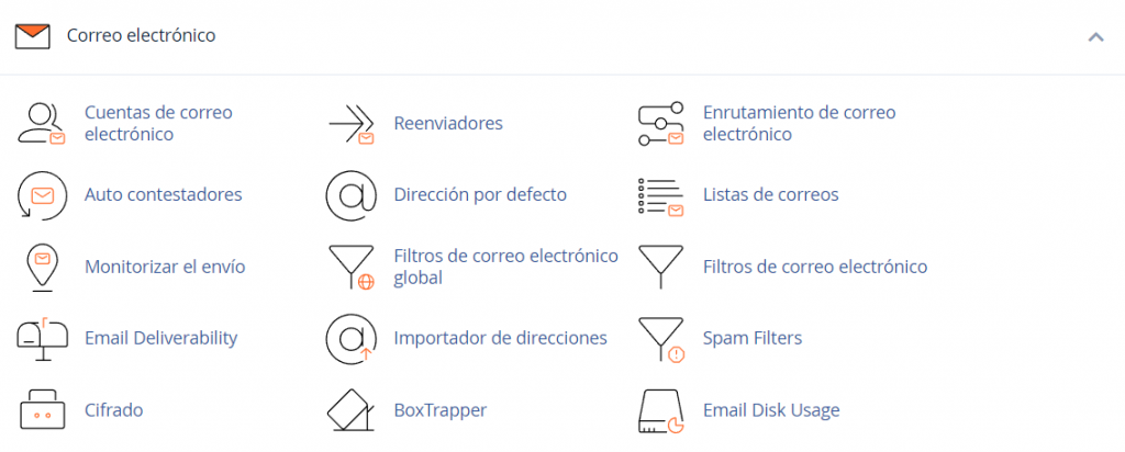 Funciones de administración de correo electrónico de cPanel