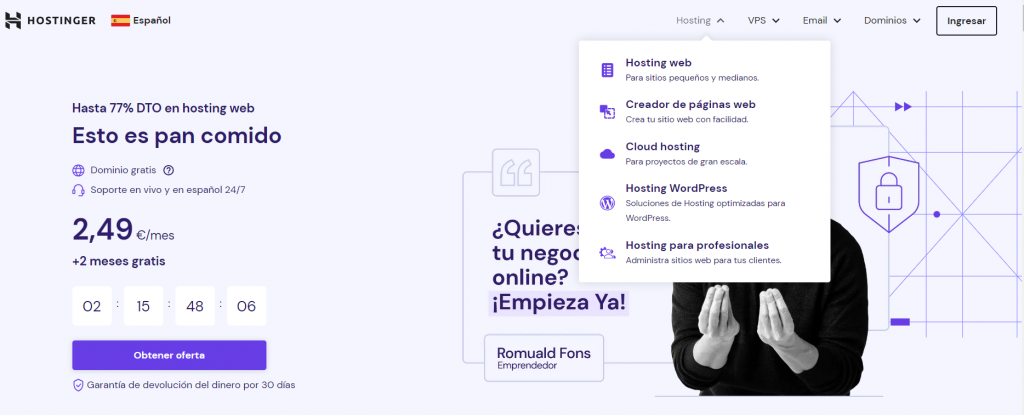 Planes de alojamiento en Hostinger