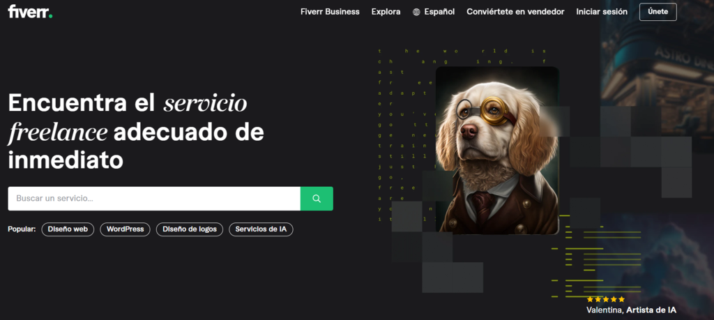 Página web de Fiverr