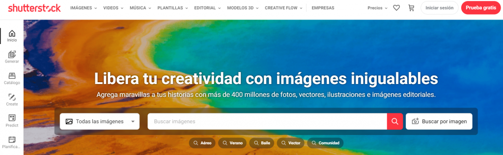 Sitio web Shutterstock