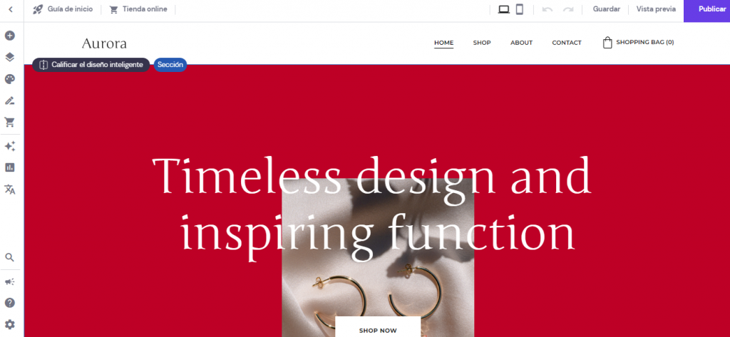 Editor del Creador de páginas web de Hostinger