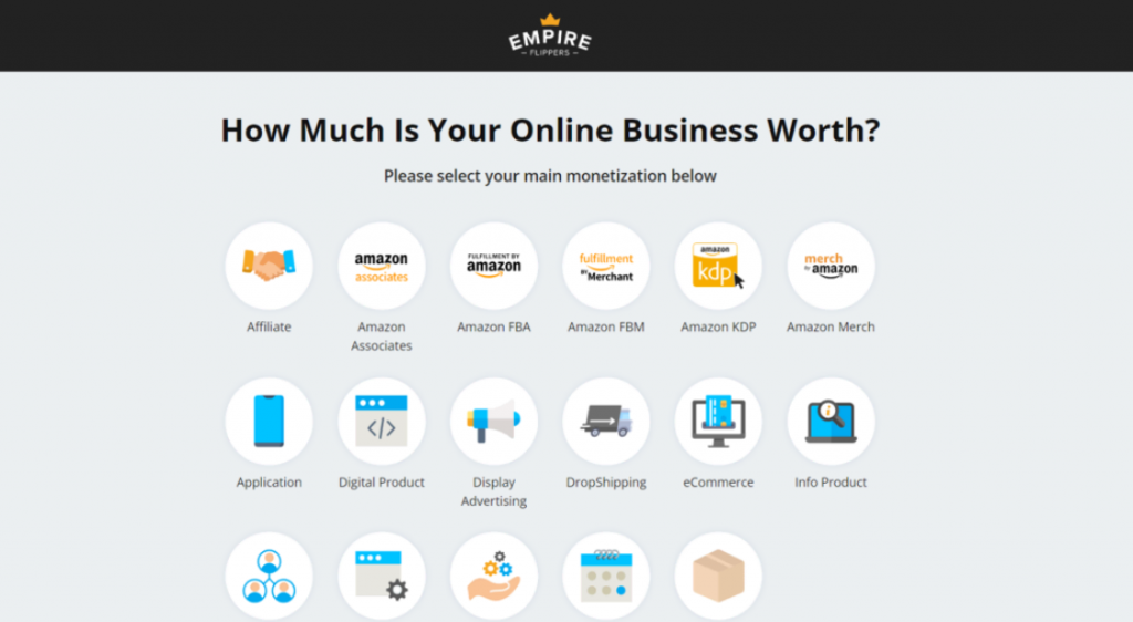 Herramienta de valuación de páginas web de Empire Flippers