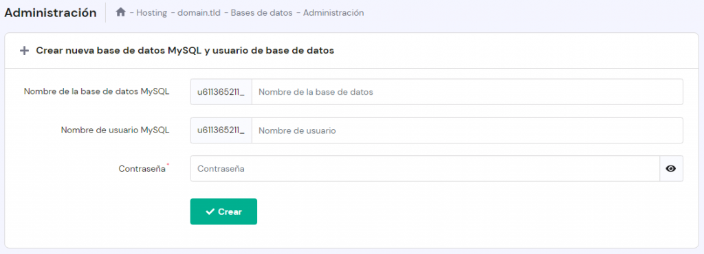 Bases de datos MySQL en hPanel