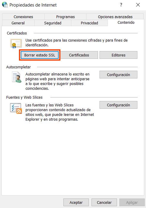 Propiedades de internet de Windows