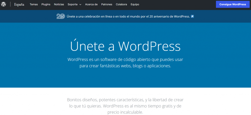 Página de inicio de WordPress.org