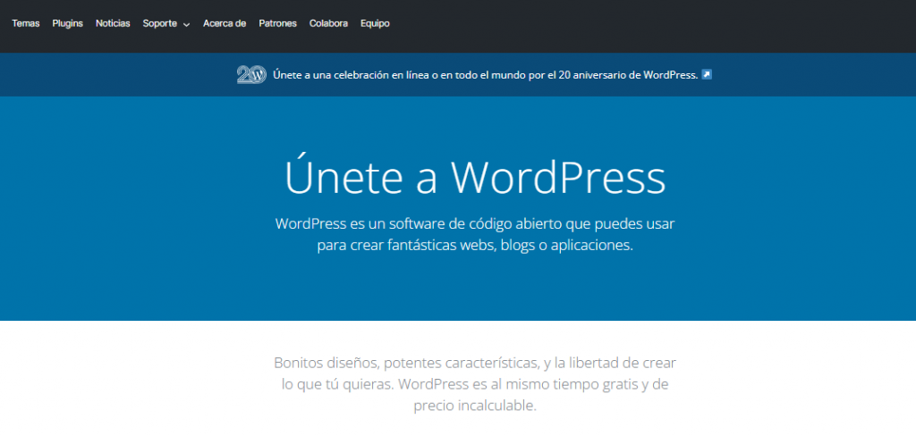 Página de inicio de WordPress.org