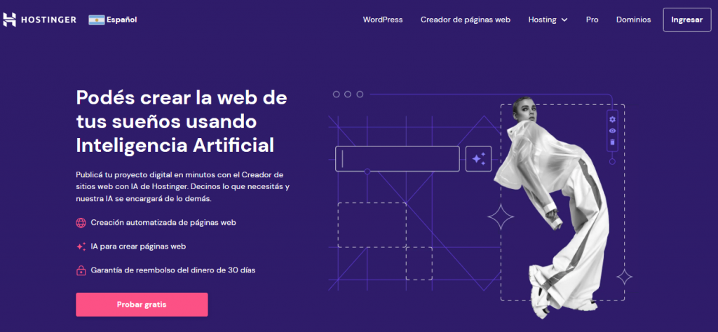 Creador de páginas web con IA de Hostinger