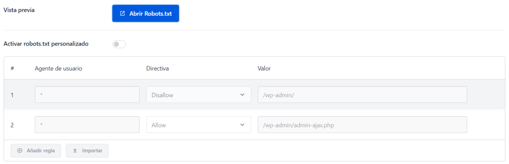 Agregar nuevas reglas a tu archivo robots.txt.