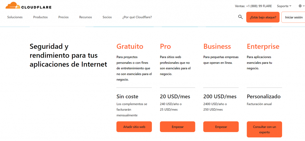 Planes de Cloudflare
