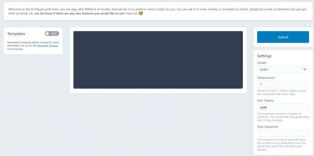 Función Playground de AI Engine