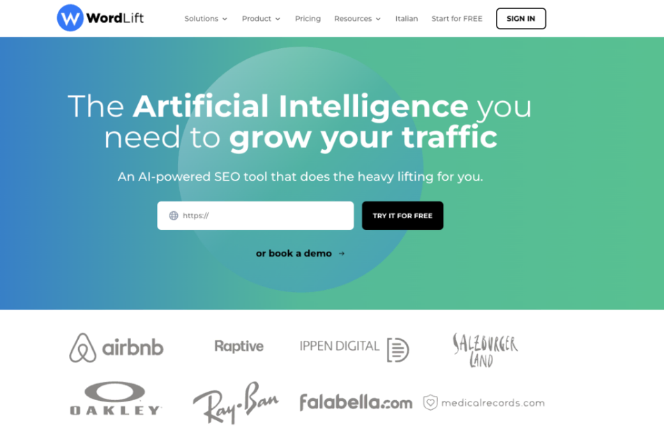 Landing page de WordLift