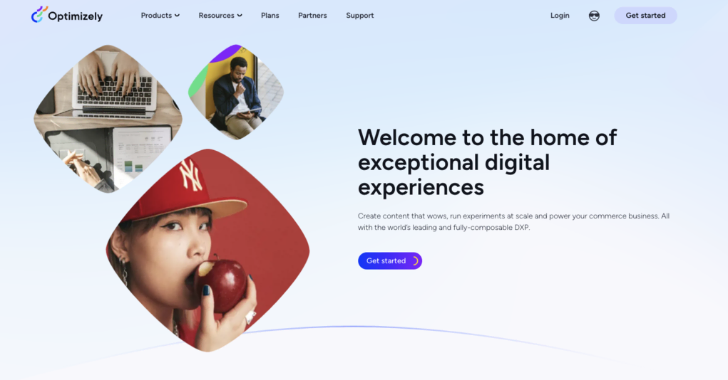 Página de inicio de la herramienta para programar con inteligencia artificial Optimizely