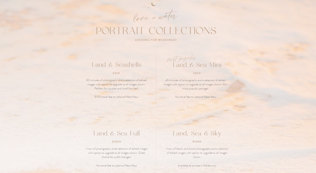 Sitio web Love + Water.