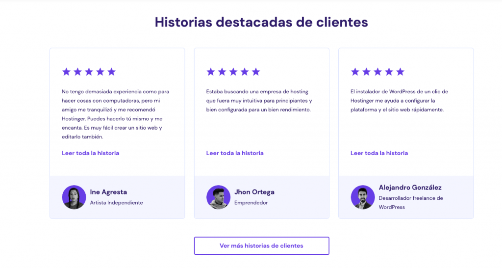 Historias destacadas de clientes en Hostinger