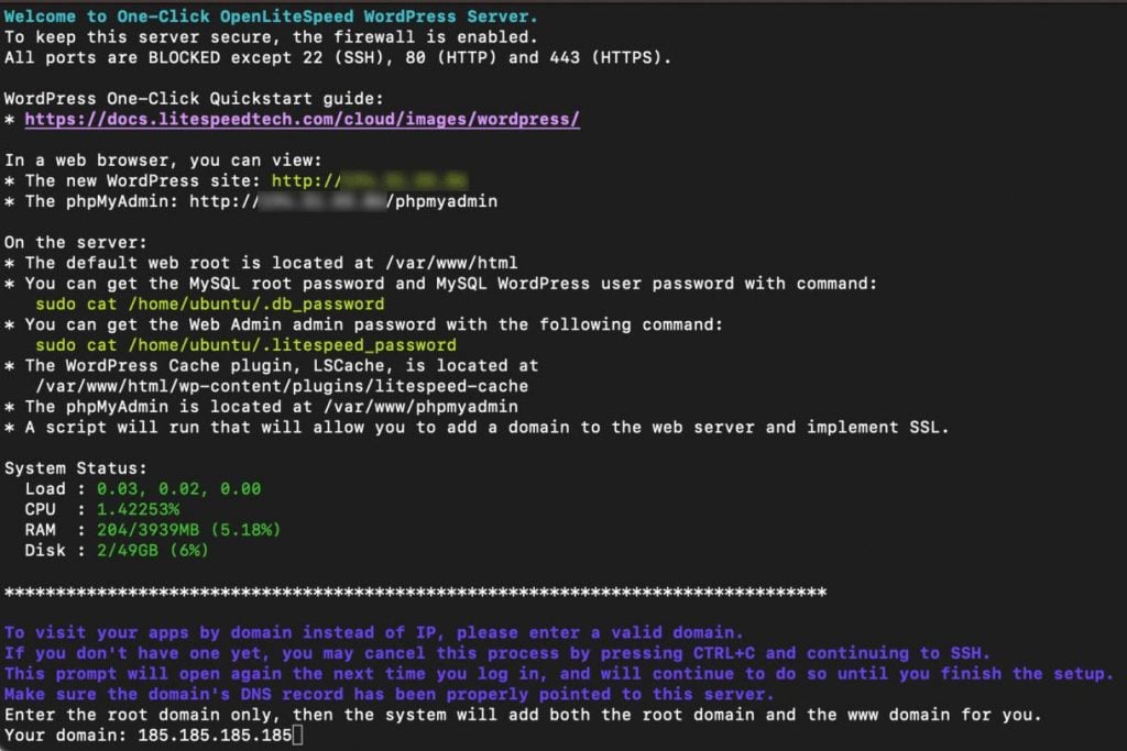 Script interactivo de OpenLiteSpeed.