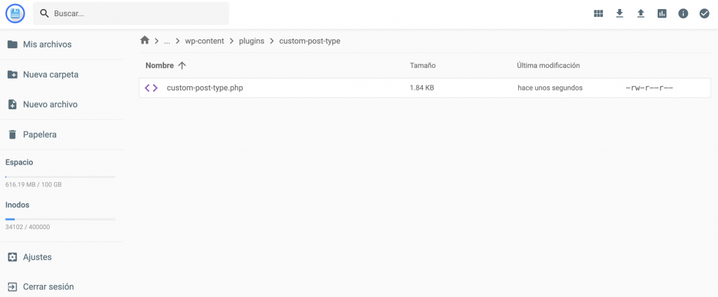 Administrador de archivos de Hostinger