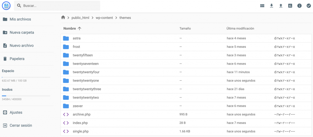 Administrador de archivos de Hostinger