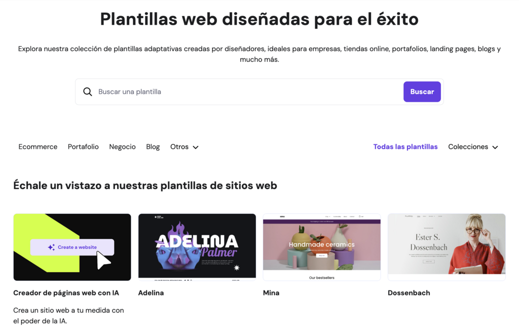 Plantillas web de Hostinger