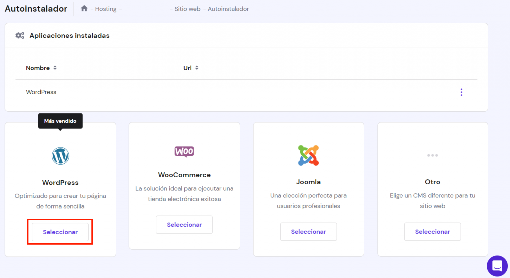 Autoinstalador de hPanel