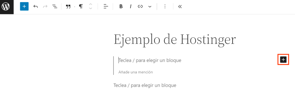 Botón para añadir más bloques en Gutenberg